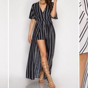 Striped maxi romper!